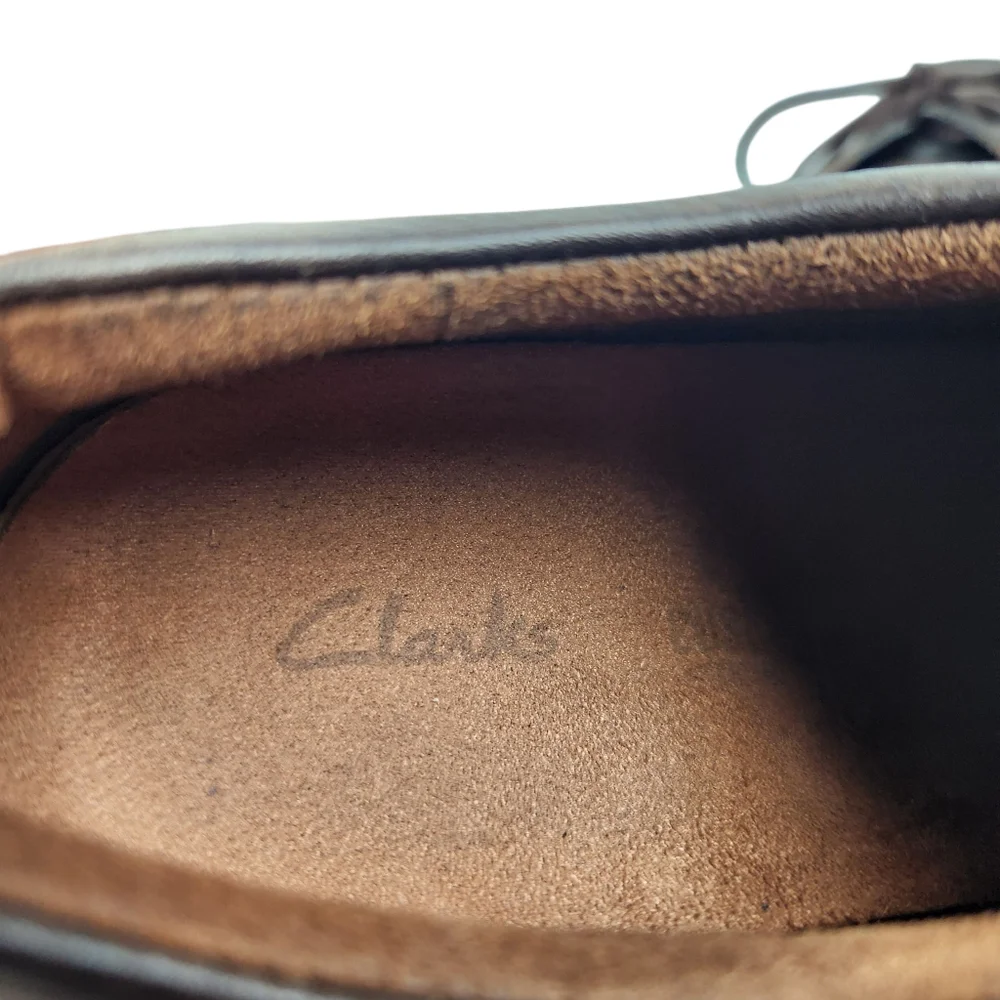 Clarks Trapell Pace Brown Leather Oxfords Moc Derby Wallabee Shoes Mens Size 8.5